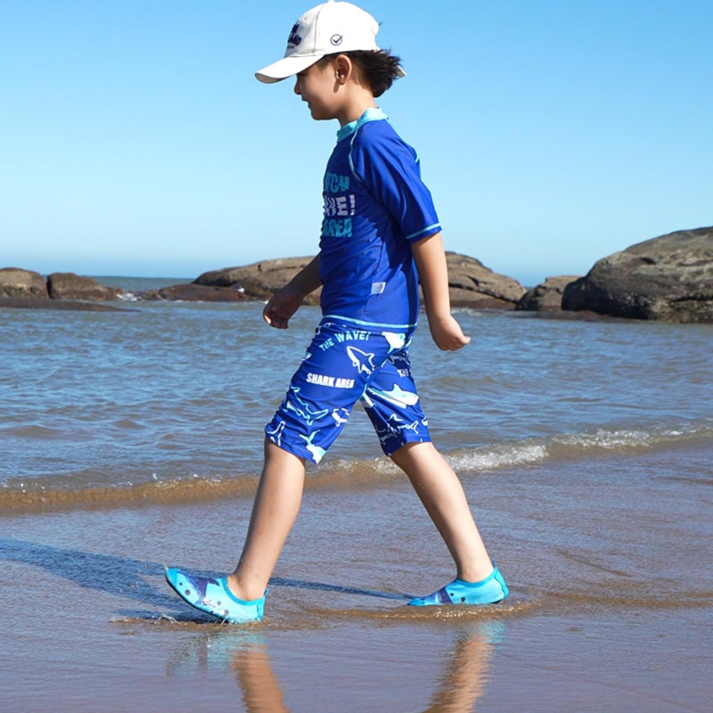 WateLves Kids Water Shoes Toddler Girls Boys Barefoot Non-Slip Quick Dry Aqua Socks for Beach Swim Walking (Deep Sea Shark, 20/21) - Image 2